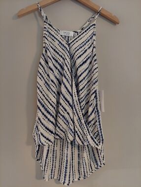 NWT MOD On Trend  Navy and White Wrap Look Strapless Tank High Low Hem Sz S